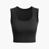 Basic Solid Square Neck Tank Top>MICAS Online