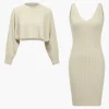 Basic Solid Sweater Top And Tank Dress Set>MICAS Sale