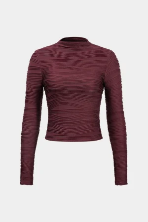 Basic Textured Long-Sleeve Top>MICAS Outlet