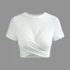 Basic Twist Hem Crop T-shirt>MICAS Outlet