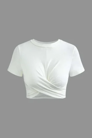 Basic Twist Hem Crop T-shirt>MICAS Outlet