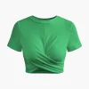 Basic Twist Hem Crop T-shirt>MICAS Outlet