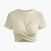 Basic Twist Hem Crop T-shirt>MICAS Outlet