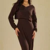 Basic V-neck Sleeveless Maxi Dress And Hooded Crop Sweatshirt Set>MICAS Fashion