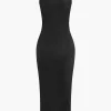 Basic V-neck Sleeveless Maxi Dress And Hooded Crop Sweatshirt Set>MICAS Fashion