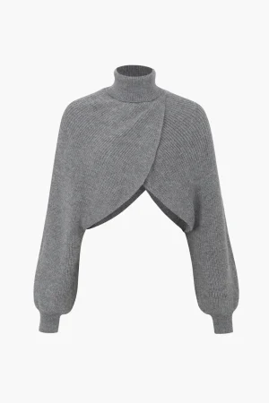 Batwing Sleeve Turtleneck Crop Sweater>MICAS Online