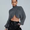 Batwing Sleeve Turtleneck Crop Sweater>MICAS Online