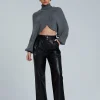 Batwing Sleeve Turtleneck Crop Sweater>MICAS Online