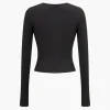 Bead Detail Cut Out Long Sleeve Top>MICAS Discount