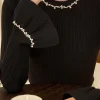 Beaded Round Neck Long-Sleeve Top>MICAS Discount
