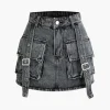 Belt Detail Flap Pocket Denim Mini Skirt>MICAS Clearance