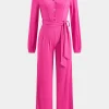 Belted Button Long Sleeve Jumpsuit>MICAS Sale