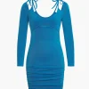 Blue Cut Out Bodycon Mini Dress>MICAS Discount