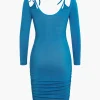 Blue Cut Out Bodycon Mini Dress>MICAS Discount