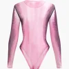 Body Print Mesh Long Sleeve Bodysuit>MICAS Clearance