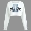 Body Print Round Neck Long Sleeve Crop Top>MICAS Best