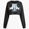 Body Print Round Neck Long Sleeve Crop Top>MICAS Best