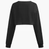 Body Print Round Neck Long Sleeve Crop Top>MICAS Best