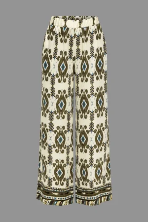 Bohemian Print Shirred Waistband Trousers>MICAS New
