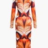 Bohemian Print V-Neck Long Sleeve Maxi Dress>MICAS New