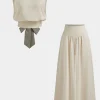 Bow Back Round Neck Short Sleeve Top And Wide Leg Pants Set>MICAS New