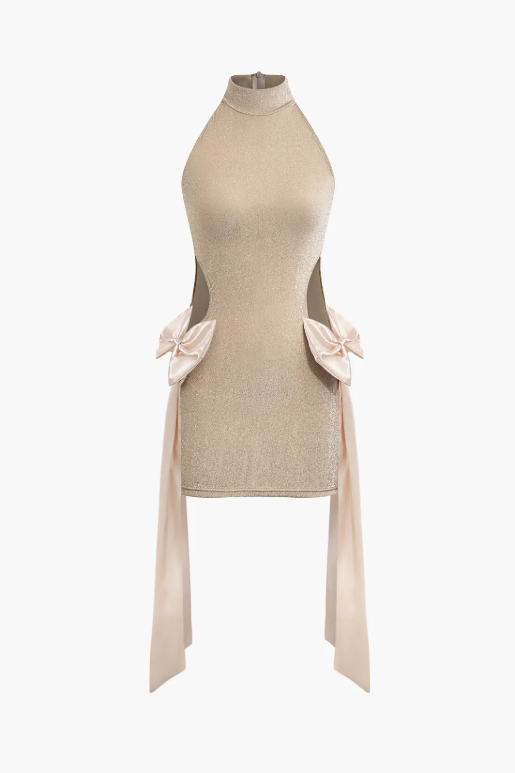 Bow Cut Out Mock Neck Mini Dress>MICAS Discount