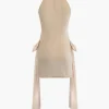 Bow Cut Out Mock Neck Mini Dress>MICAS Discount