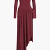 Bow Off Shoulder Long Sleeve Maxi Dress>MICAS Sale