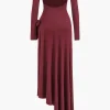 Bow Off Shoulder Long Sleeve Maxi Dress>MICAS Sale