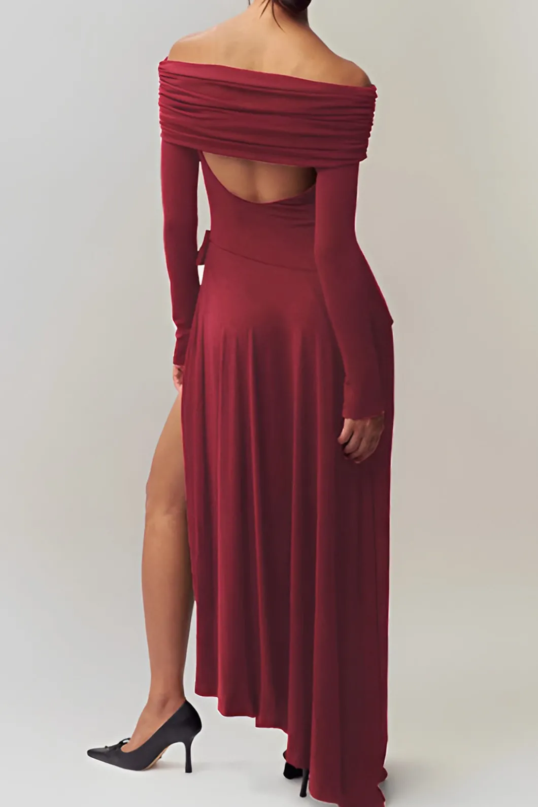 Bow Off Shoulder Long Sleeve Maxi Dress>MICAS Sale