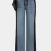 Bow Tie Patchwork Pocket Jeans>MICAS Clearance
