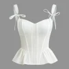Bow-Tie Straps Peplum Corset Top>MICAS Outlet