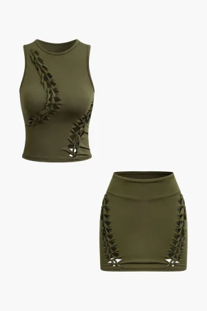 Braided Cut Out Round Neck Tank Top And Skirt Set>MICAS Sale