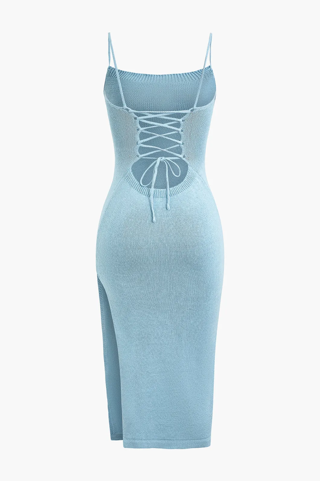 Braided Tie Slip Slit Knit Midi Dress>MICAS Outlet