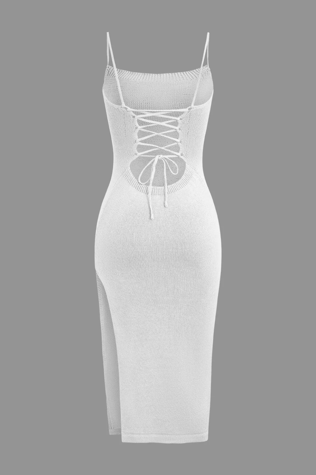 Braided Tie Slip Slit Knit Midi Dress>MICAS Outlet