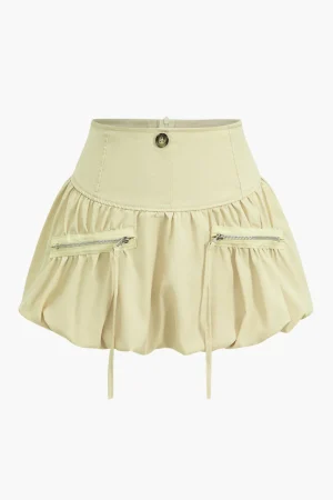Bubble Hem Mini Skirt With Zip Pocket Detail>MICAS Outlet