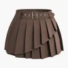 Buckle Layer Pleated Mini Skirt>MICAS Discount