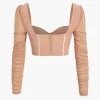 Bustier Mesh Patchwork Long Sleeve Top>MICAS Fashion