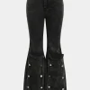 Button Detail Flared Leg Jeans>MICAS Online