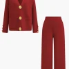 Button Detail Knit Cardigan And Wide-Leg Pants Set>MICAS Online