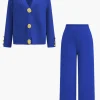 Button Detail Knit Cardigan And Wide-Leg Pants Set>MICAS Online