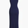 Button Front Sleeveless Ribbed Knit Maxi Dress>MICAS Outlet