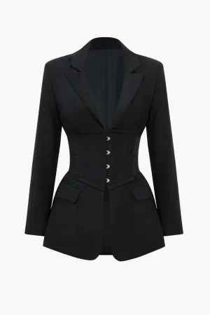 Button Notched Lapel Blazer>MICAS Discount