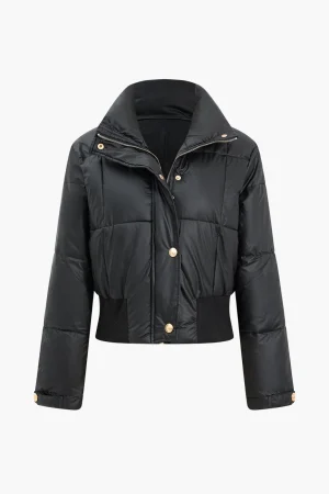 Button Padded Stand Collar Long Sleeve Puffer>MICAS Discount