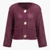 Button Round Neck Sweater Cardigan>MICAS Online