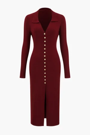 Button Sweater Maxi Dress>MICAS Sale