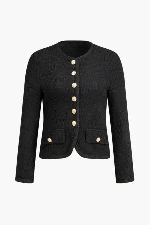 Button Tweed Blazer>MICAS Fashion