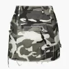 Camo Frayed Hem Cargo Skirt>MICAS Best