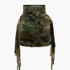 Camo Frayed Patchwork Fringe Mini Skirt>MICAS Fashion