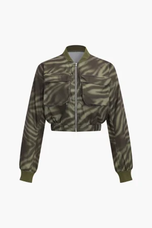 Camo Print Zipper Pocket Jacket>MICAS Discount